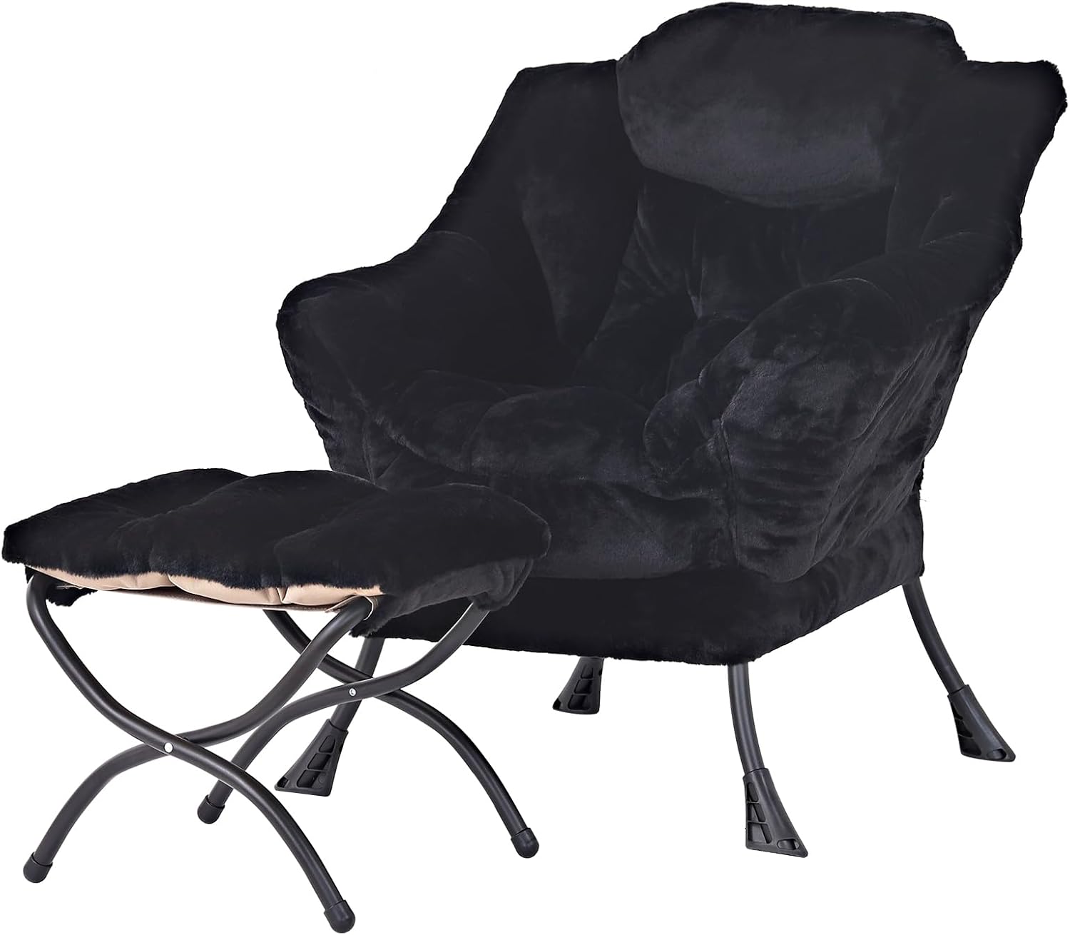Modern Large Lounge Chair with Ottoman – Comfortable Leisure Armchair