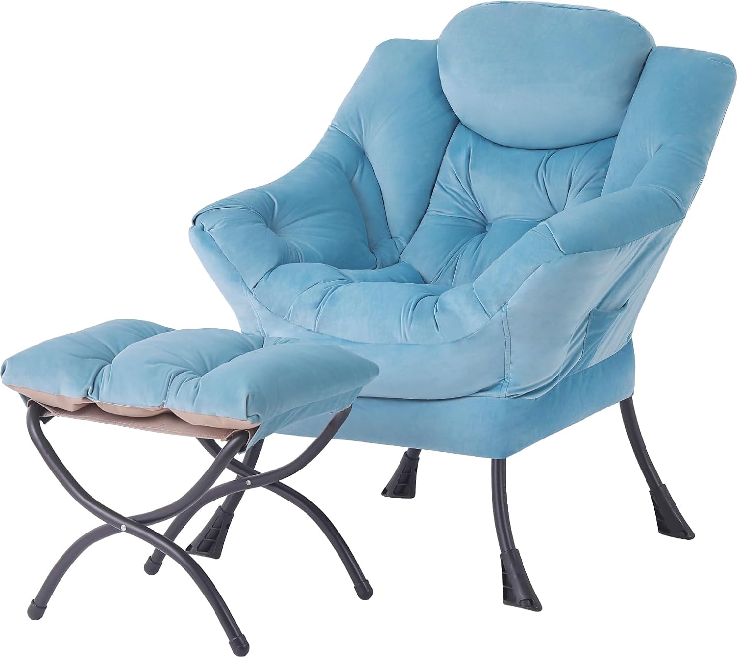 Modern Large Lounge Chair with Ottoman – Comfortable Leisure Armchair
