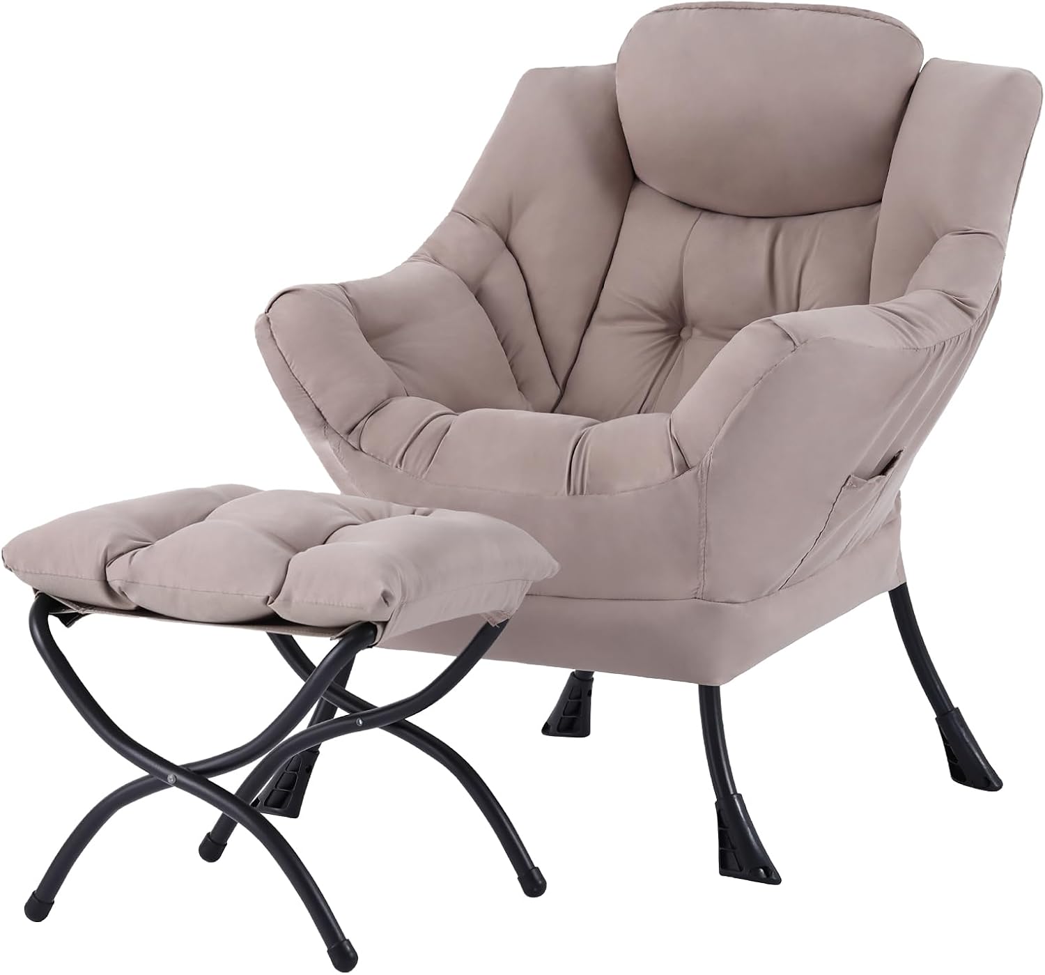 Modern Large Lounge Chair with Ottoman – Comfortable Leisure Armchair
