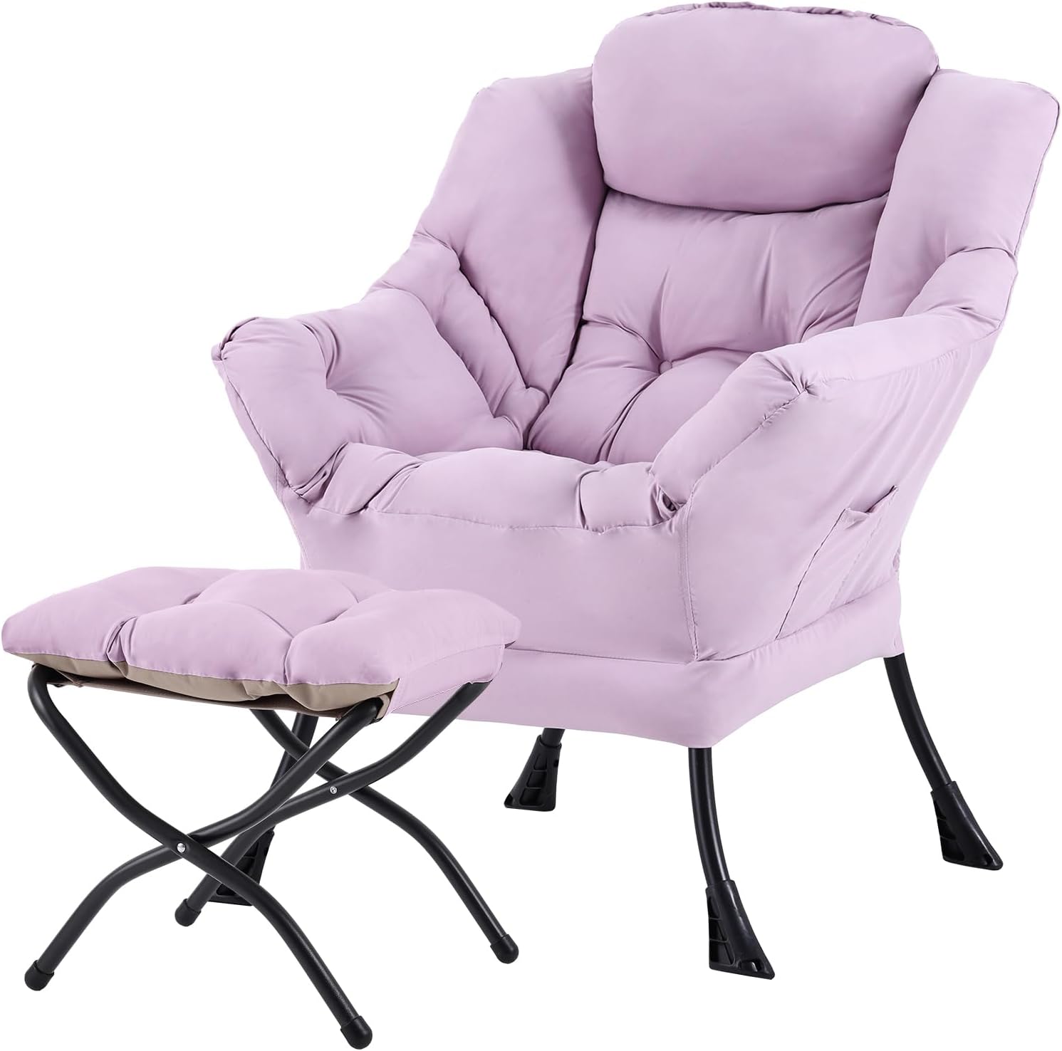 Modern Large Lounge Chair with Ottoman – Comfortable Leisure Armchair