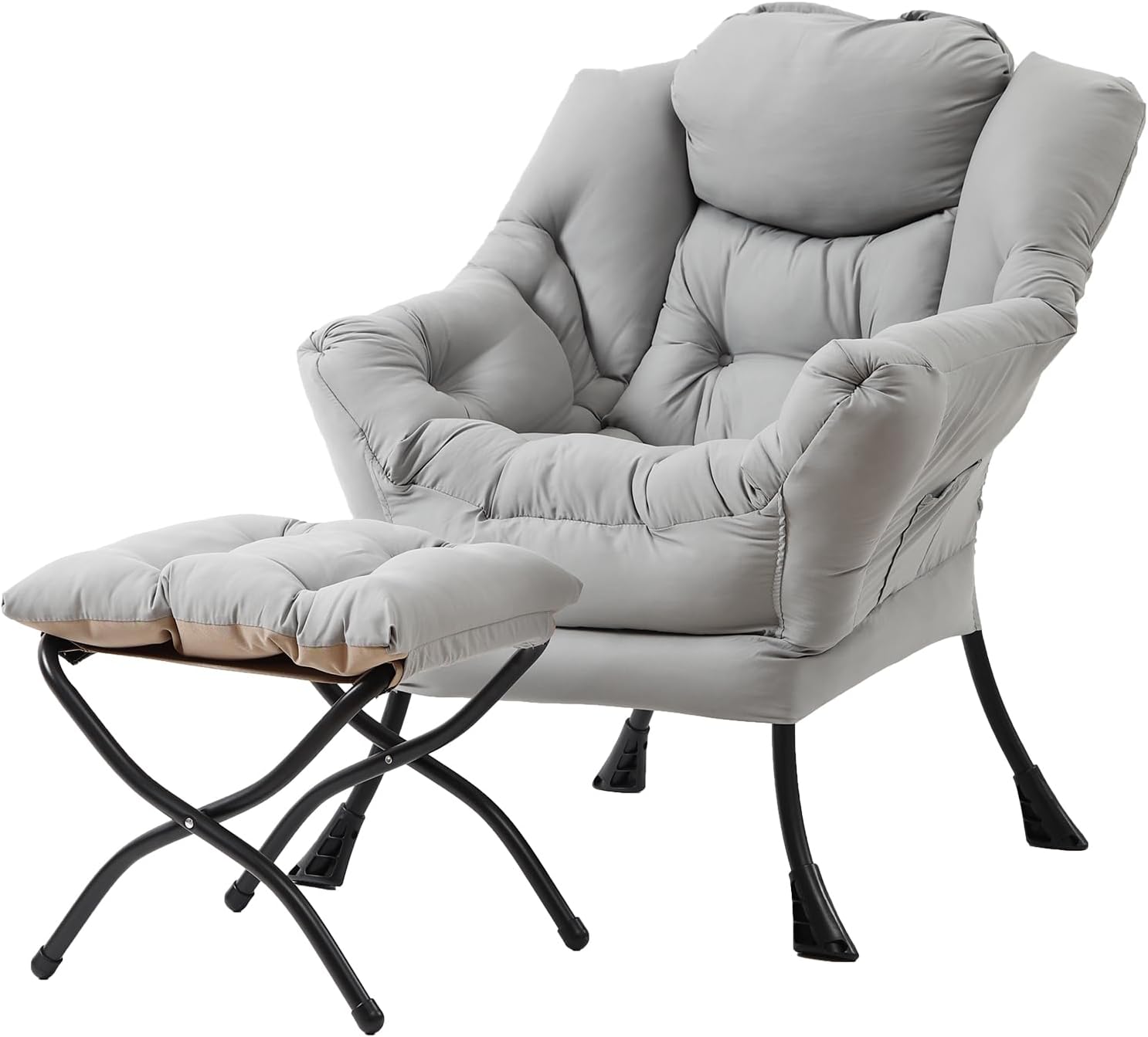 Modern Large Lounge Chair with Ottoman – Comfortable Leisure Armchair