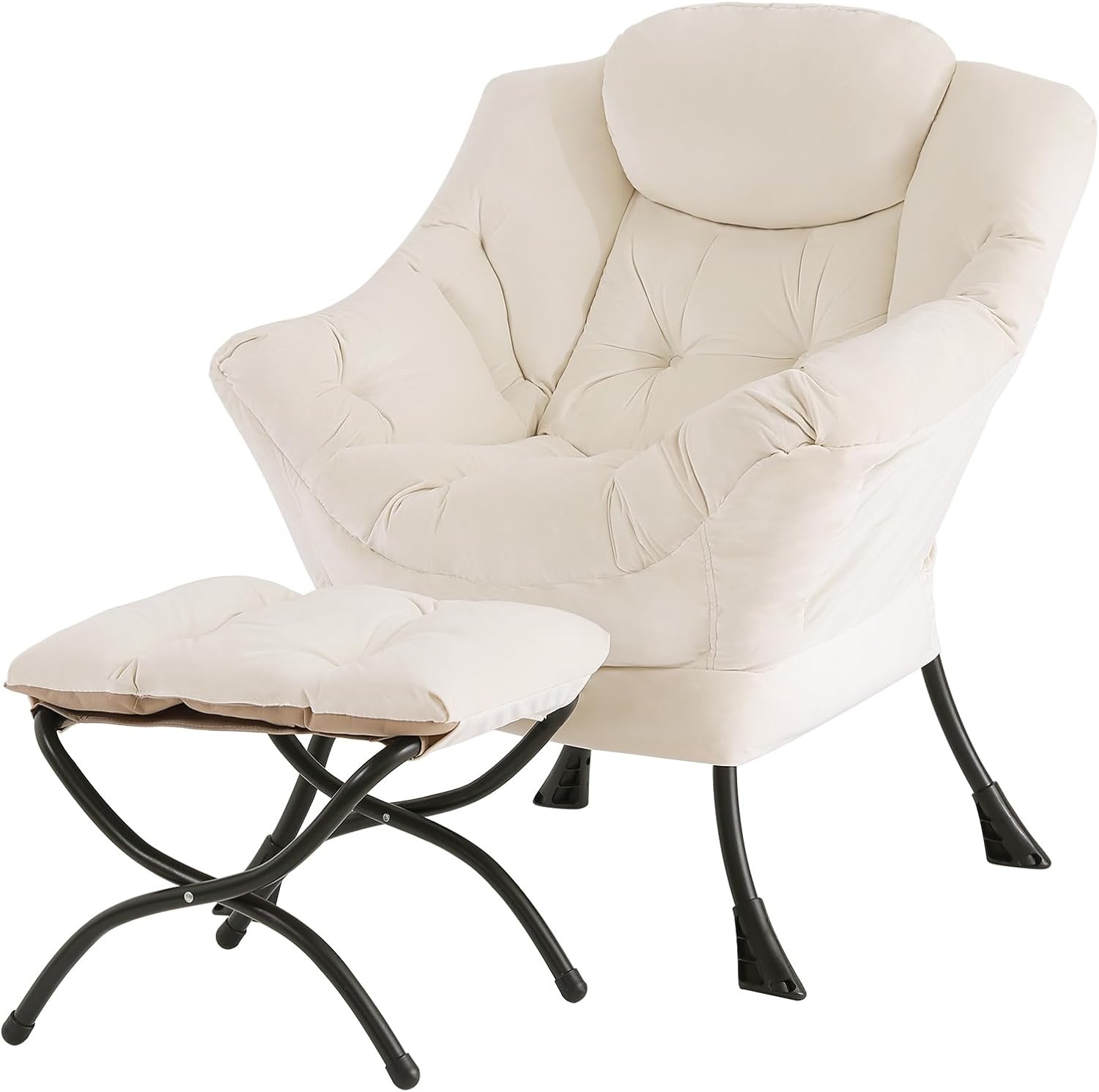 Modern Large Lounge Chair with Ottoman – Comfortable Leisure Armchair