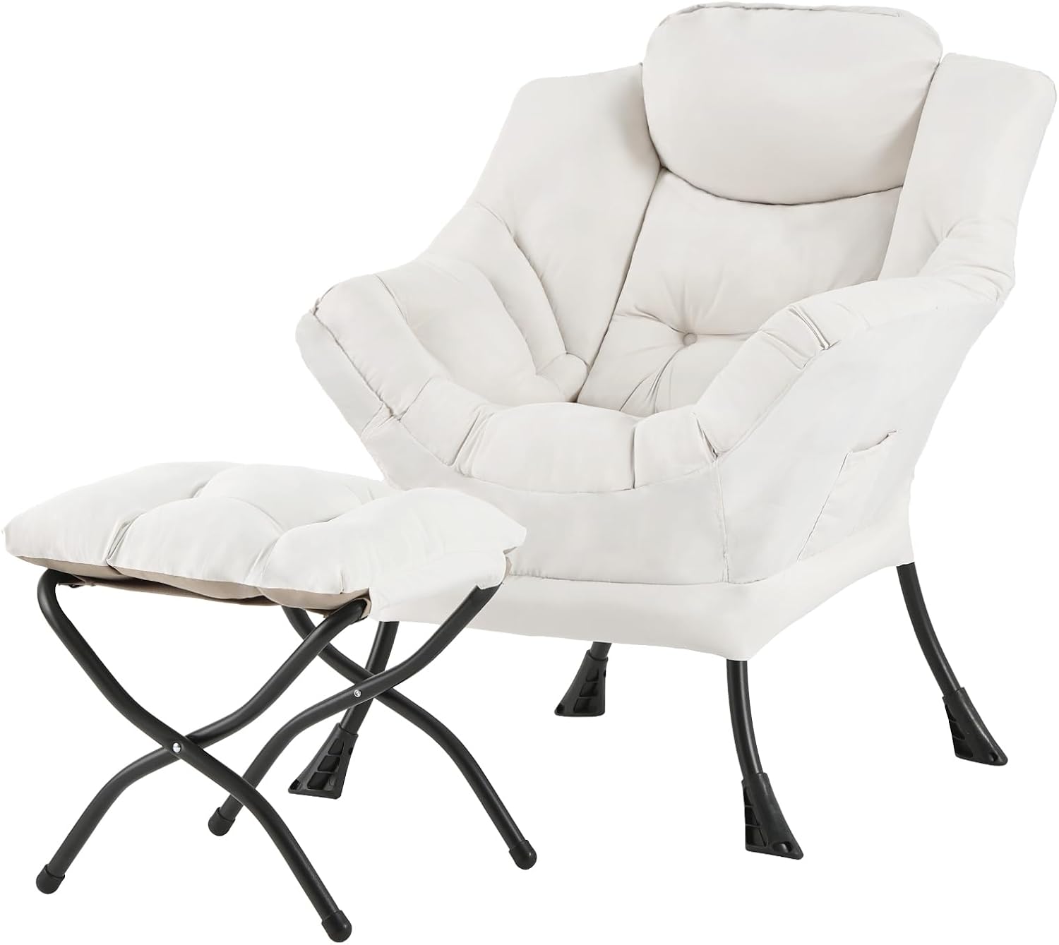 Modern Large Lounge Chair with Ottoman – Comfortable Leisure Armchair