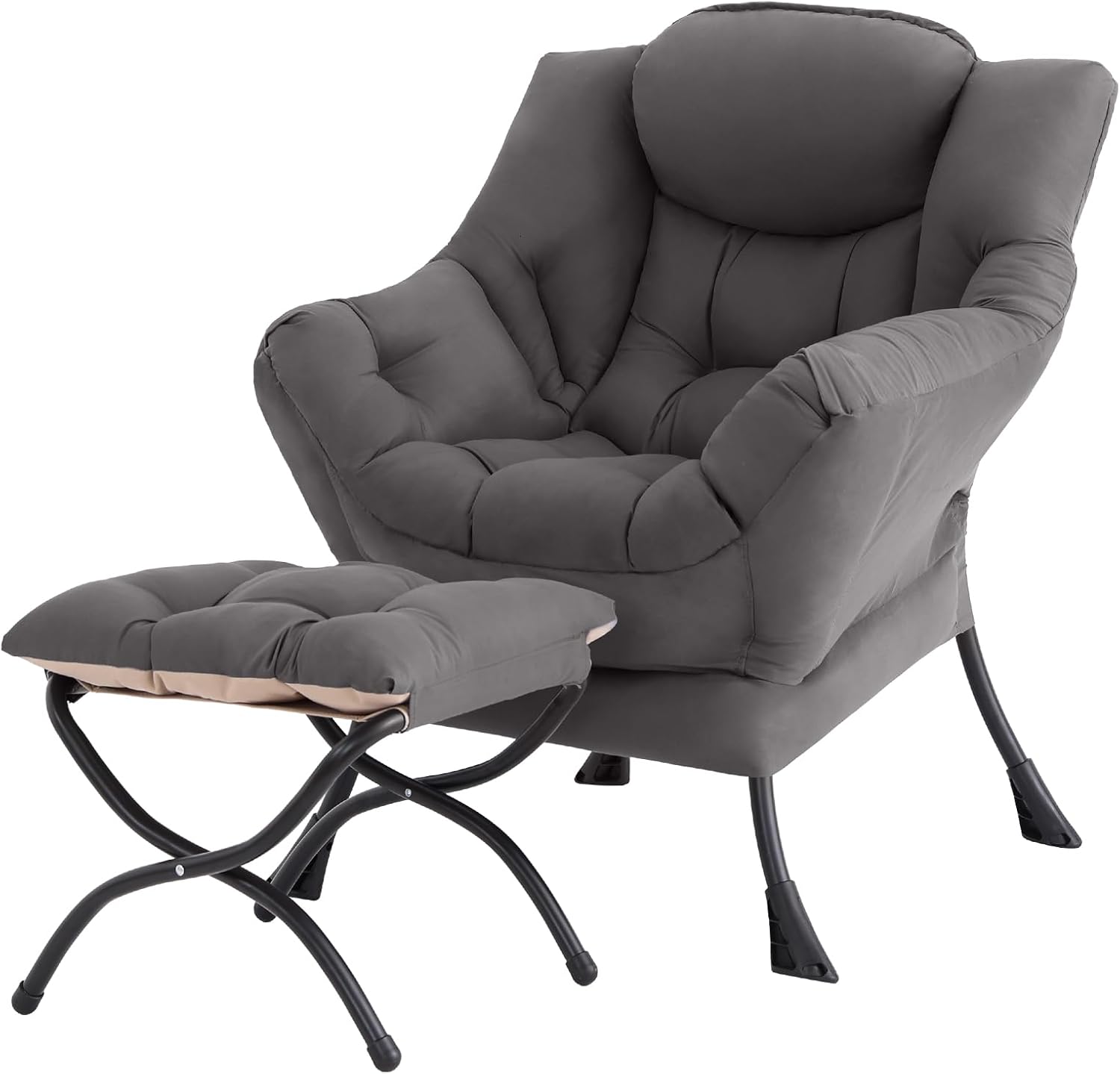 Modern Large Lounge Chair with Ottoman – Comfortable Leisure Armchair