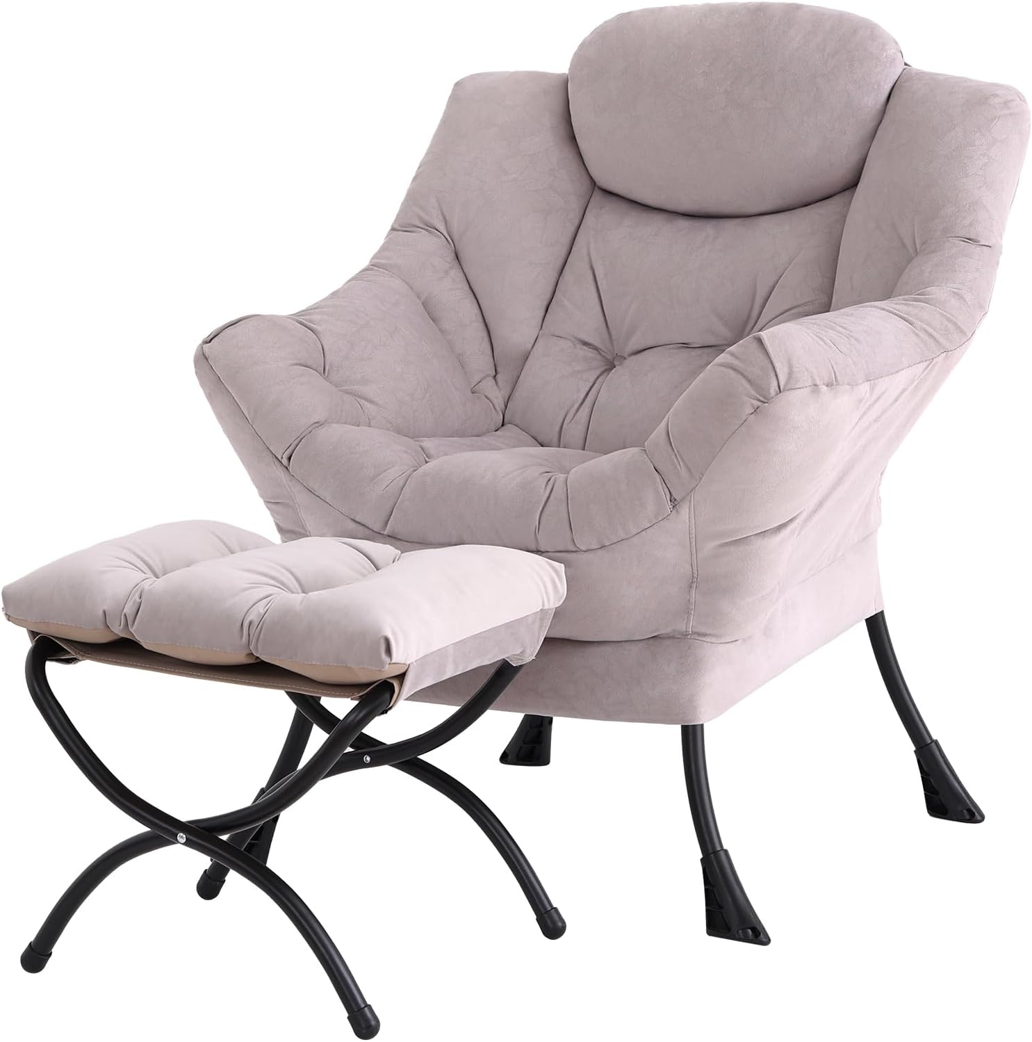 Modern Large Lounge Chair with Ottoman – Comfortable Leisure Armchair