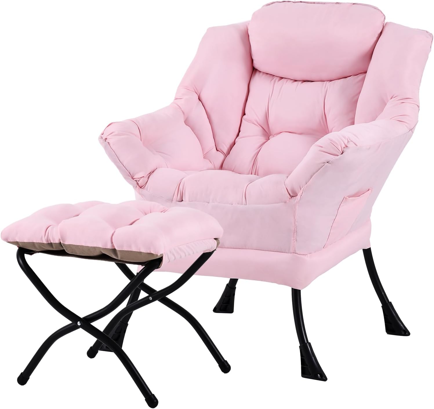 Modern Large Lounge Chair with Ottoman – Comfortable Leisure Armchair