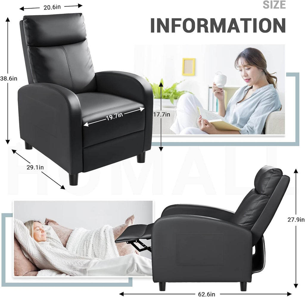 Adjustable Recliner—PU Leather Recliner Sofa for Adults
