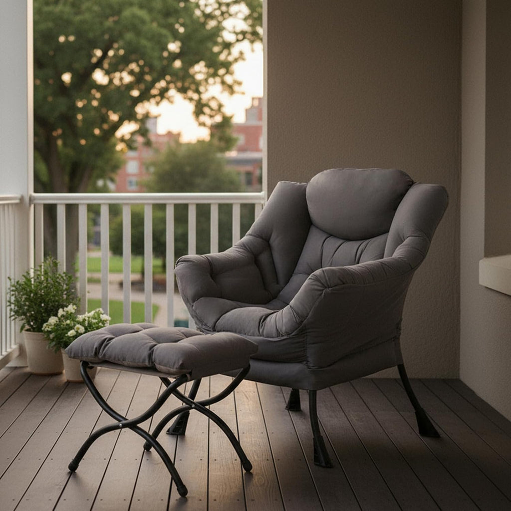 Modern Large Lounge Chair with Ottoman – Comfortable Leisure Armchair