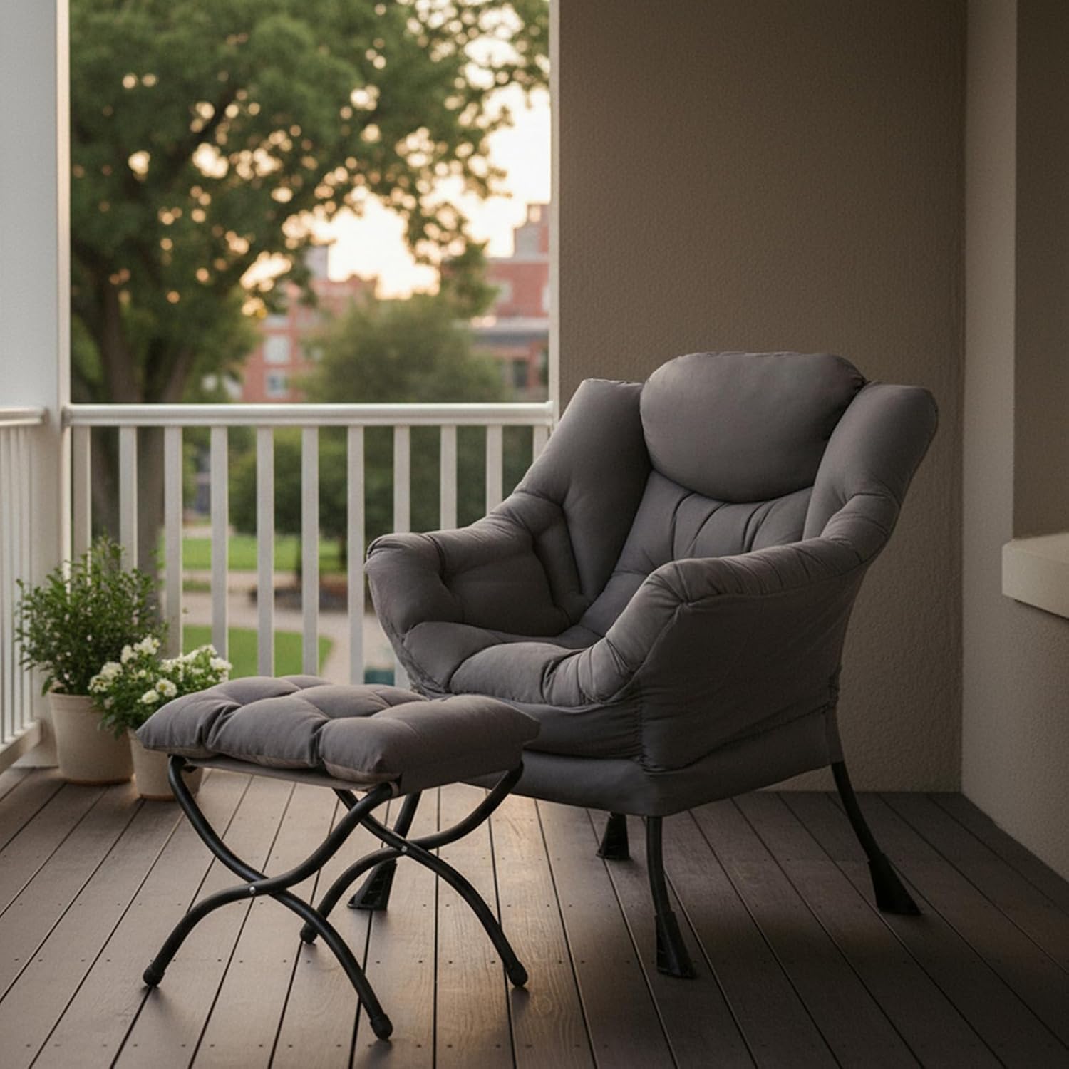 Modern Large Lounge Chair with Ottoman – Comfortable Leisure Armchair