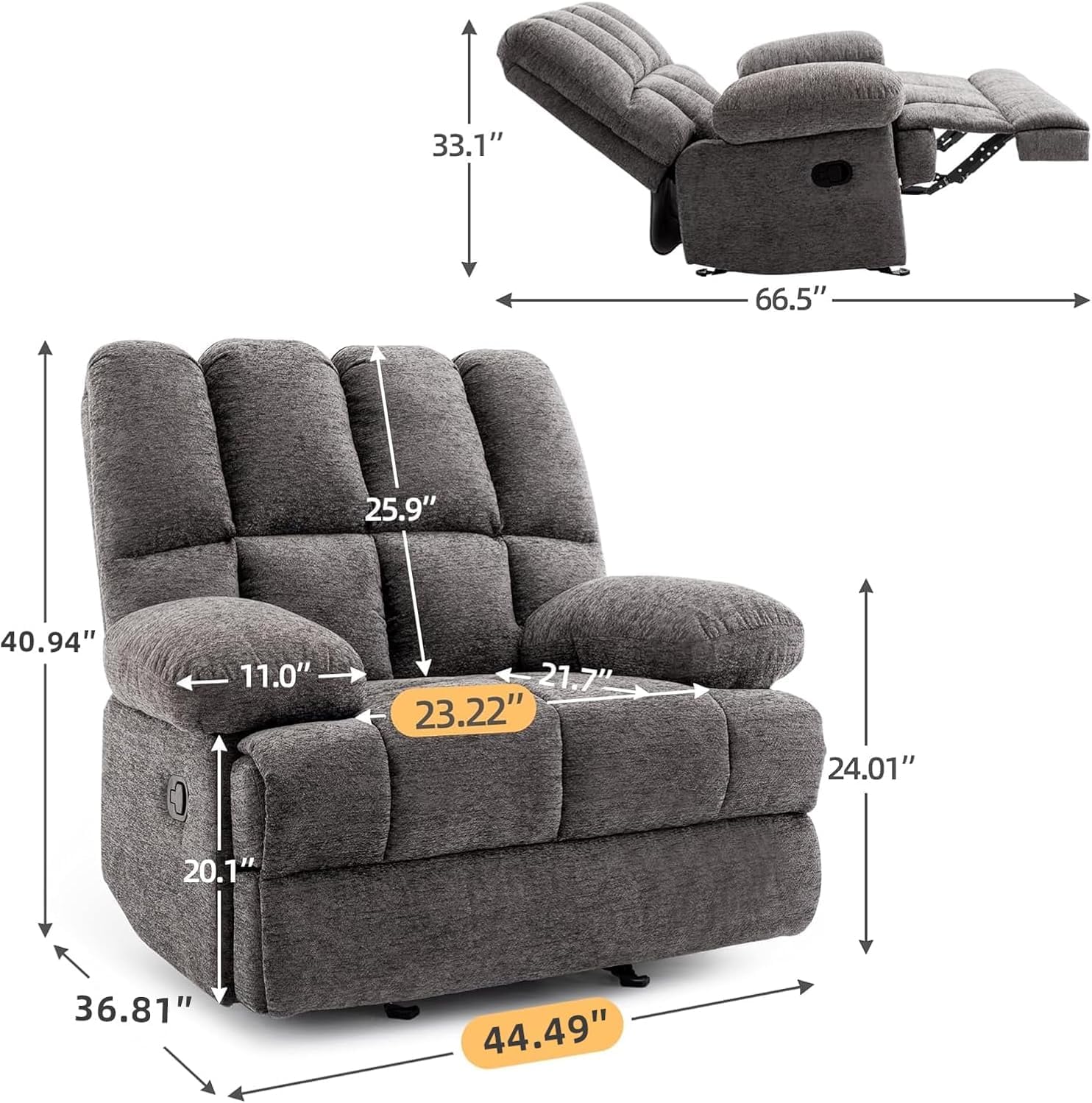 Oversized recliner. Rocking recliner.