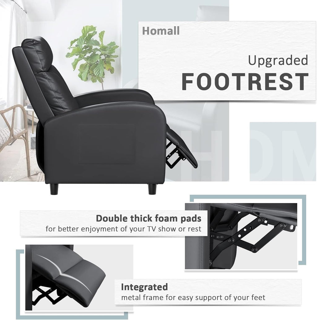 Adjustable Recliner—PU Leather Recliner Sofa for Adults