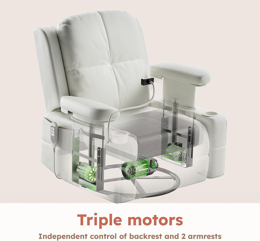 Electric Parenting Recliner/Rocker—A three-motor electric recliner featuring HugAssist armrests.