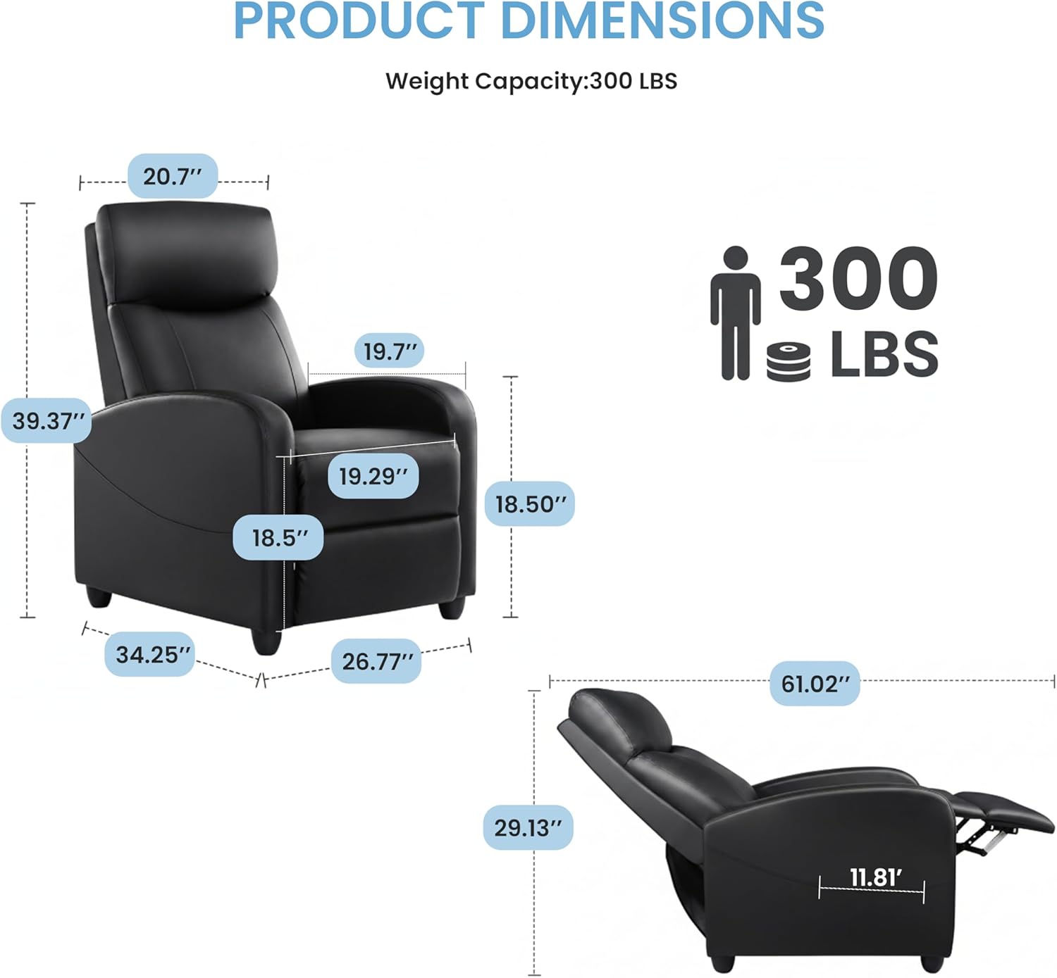 Minimalist Recliner—Adjustable PU Leather Recliner.