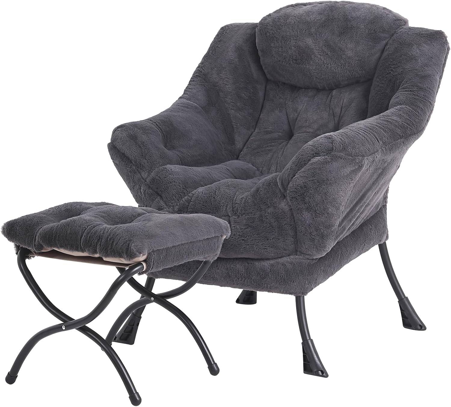 Modern Large Lounge Chair with Ottoman – Comfortable Leisure Armchair