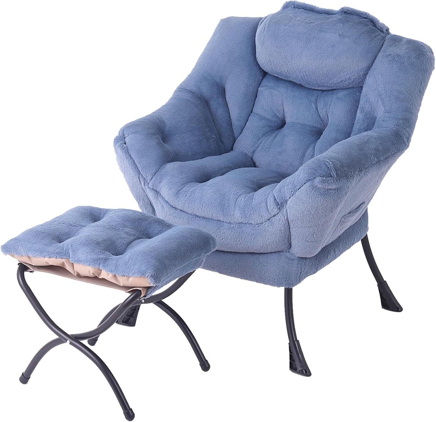 Modern Large Lounge Chair with Ottoman – Comfortable Leisure Armchair