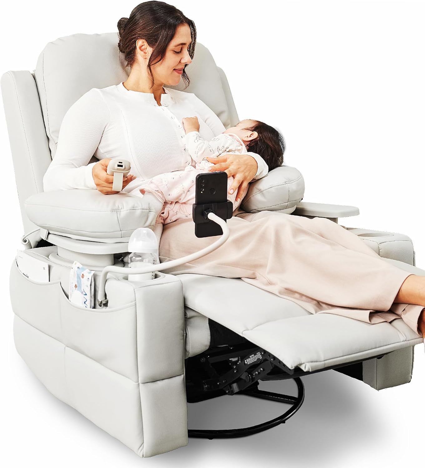 Electric Parenting Recliner/Rocker—A three-motor electric recliner featuring HugAssist armrests.