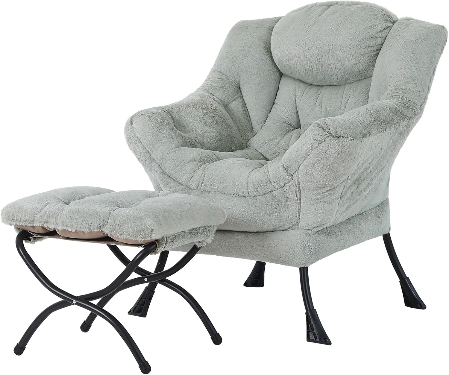 Modern Large Lounge Chair with Ottoman – Comfortable Leisure Armchair