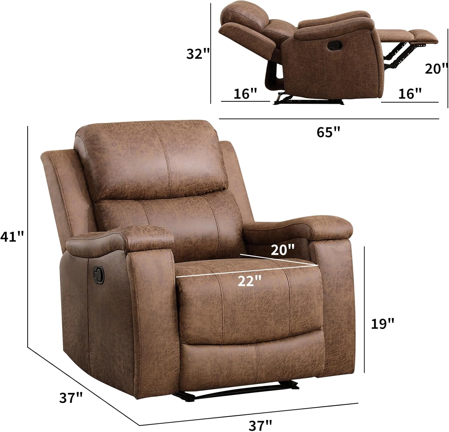 Leather Recliner—Classic Traditional Manual Recliner