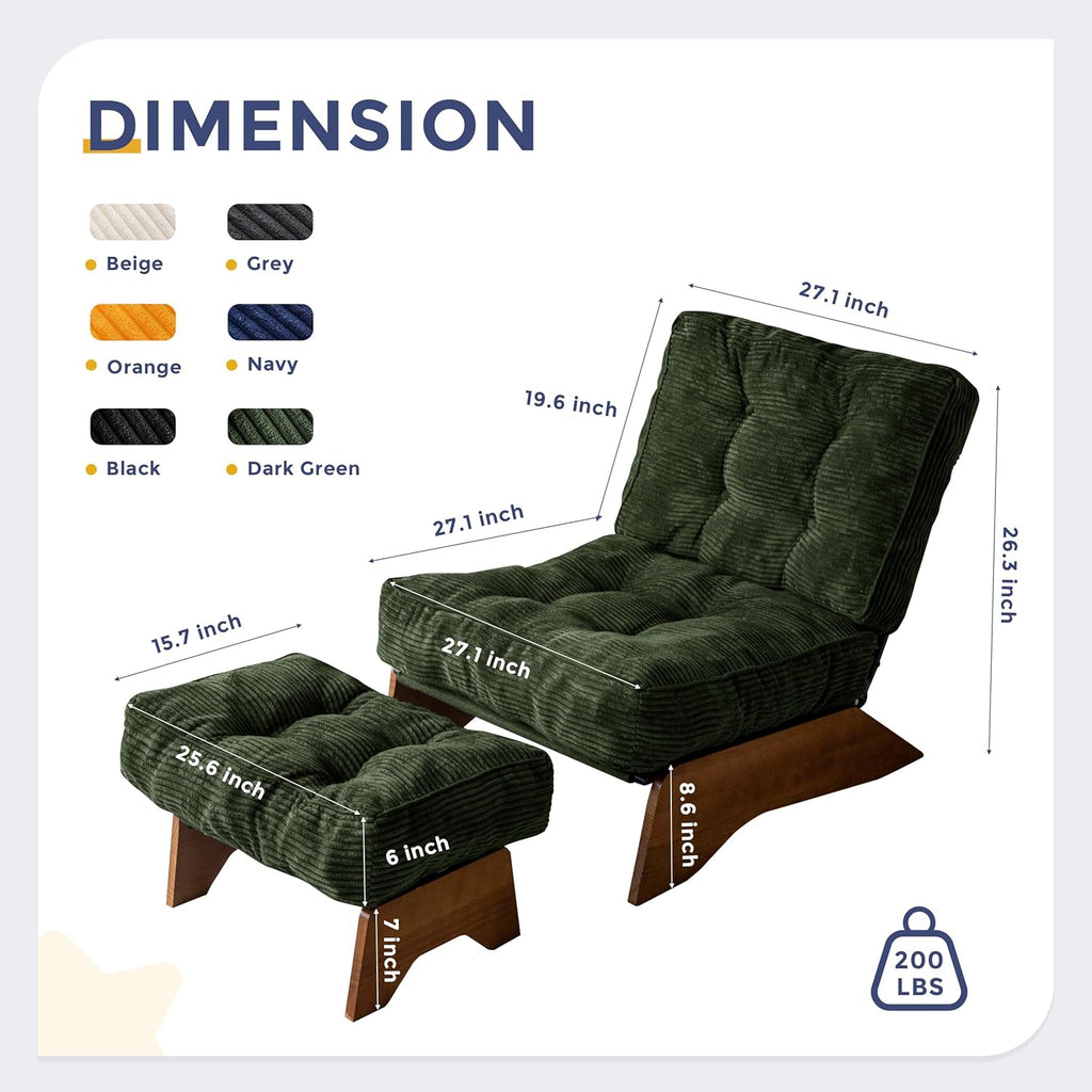 Lounge chair with ottoman (adjustable backrest).