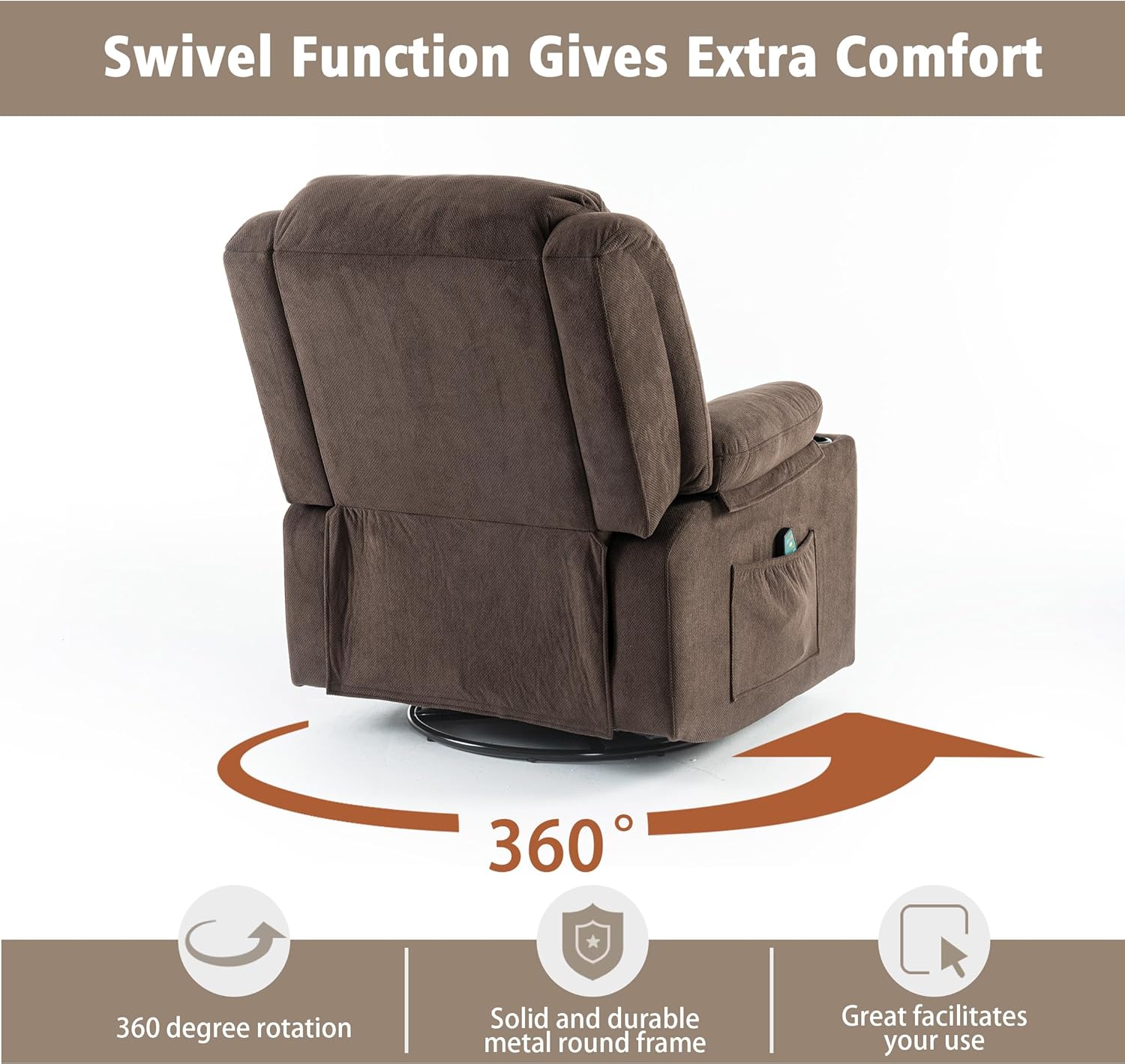 Swivel Rocking Recliner for Adults – With Massage and Heating Functions