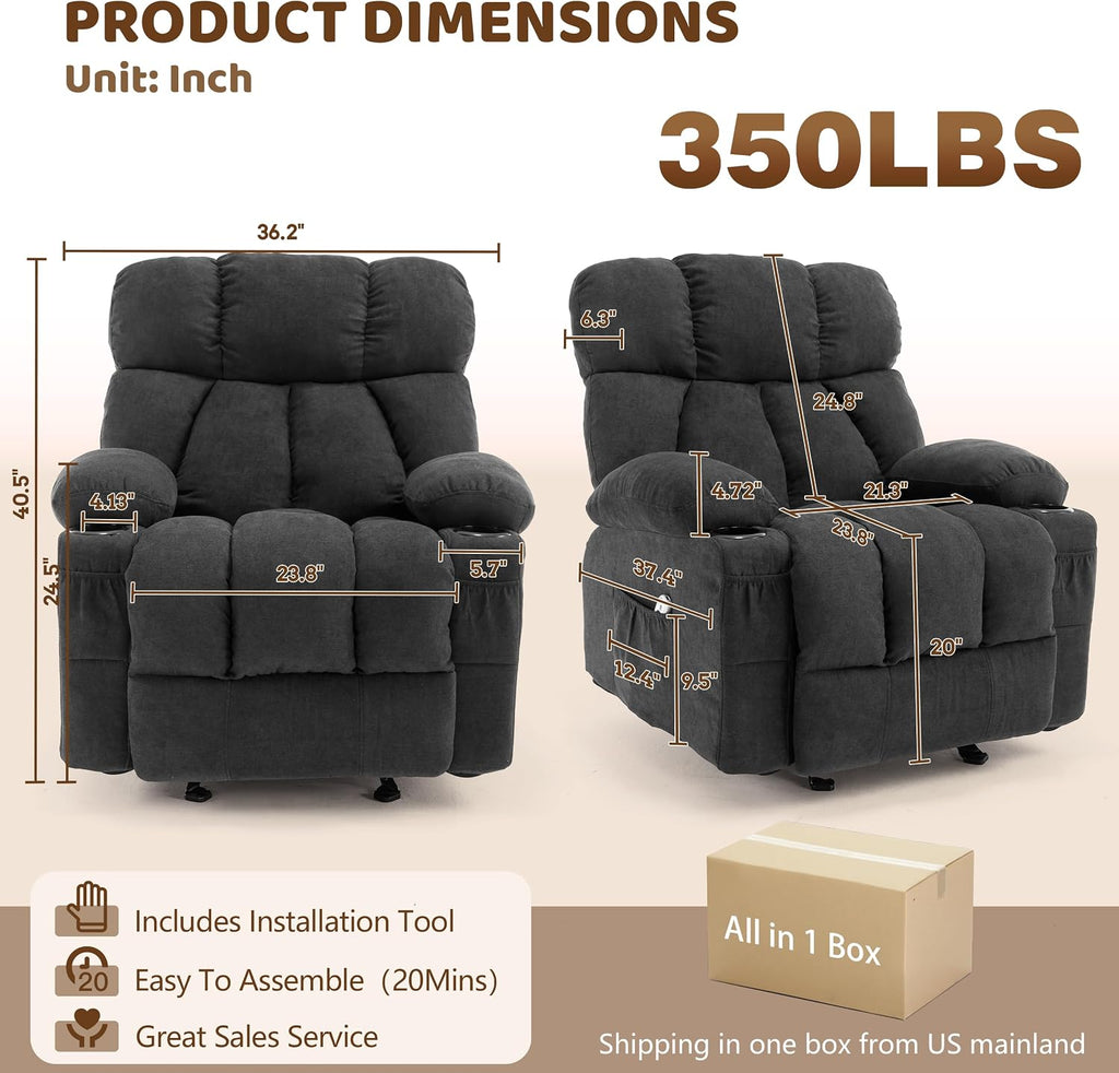 Massage Rocking Recliner—An ergonomic reclining sofa featuring vibration massage and heating functions.