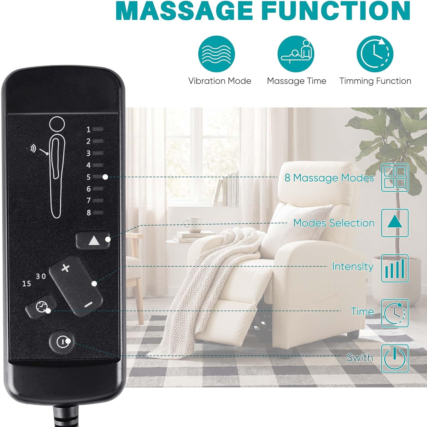 Adult Massage Recliner – Adjustable Home Theater Seating with Lumbar Support