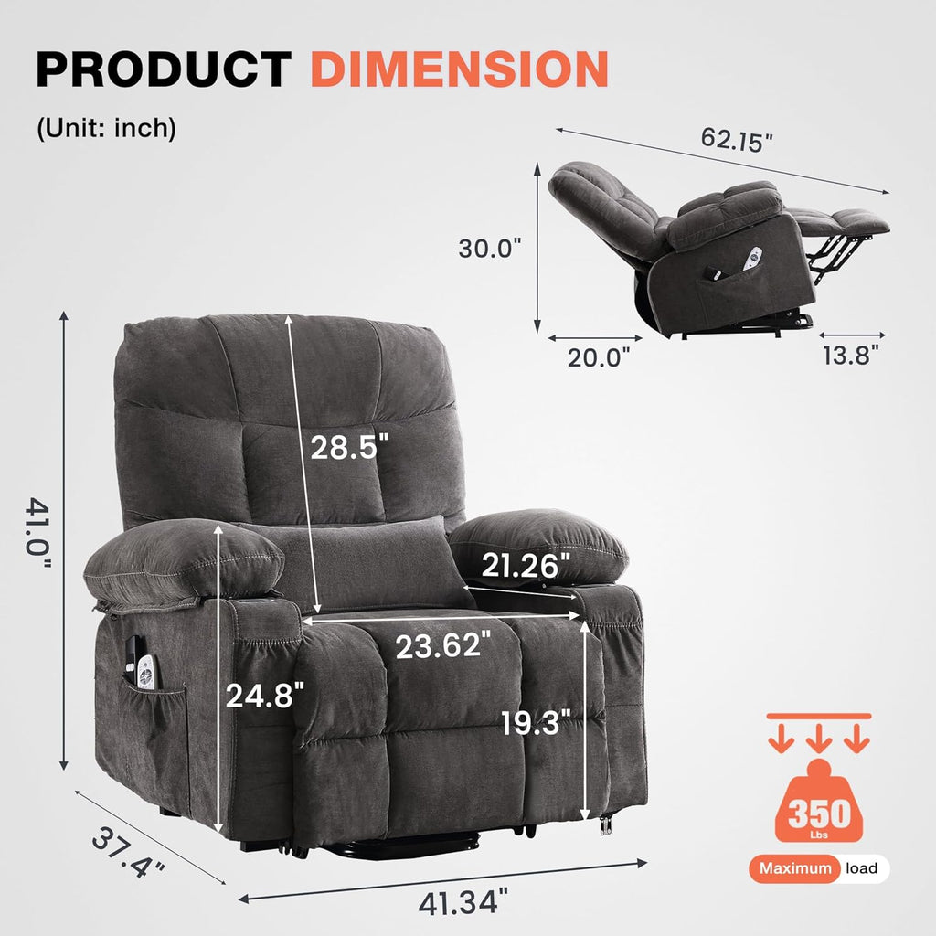 Electric lift recliner for the elderly, featuring vibration massage and lumbar heating functions.