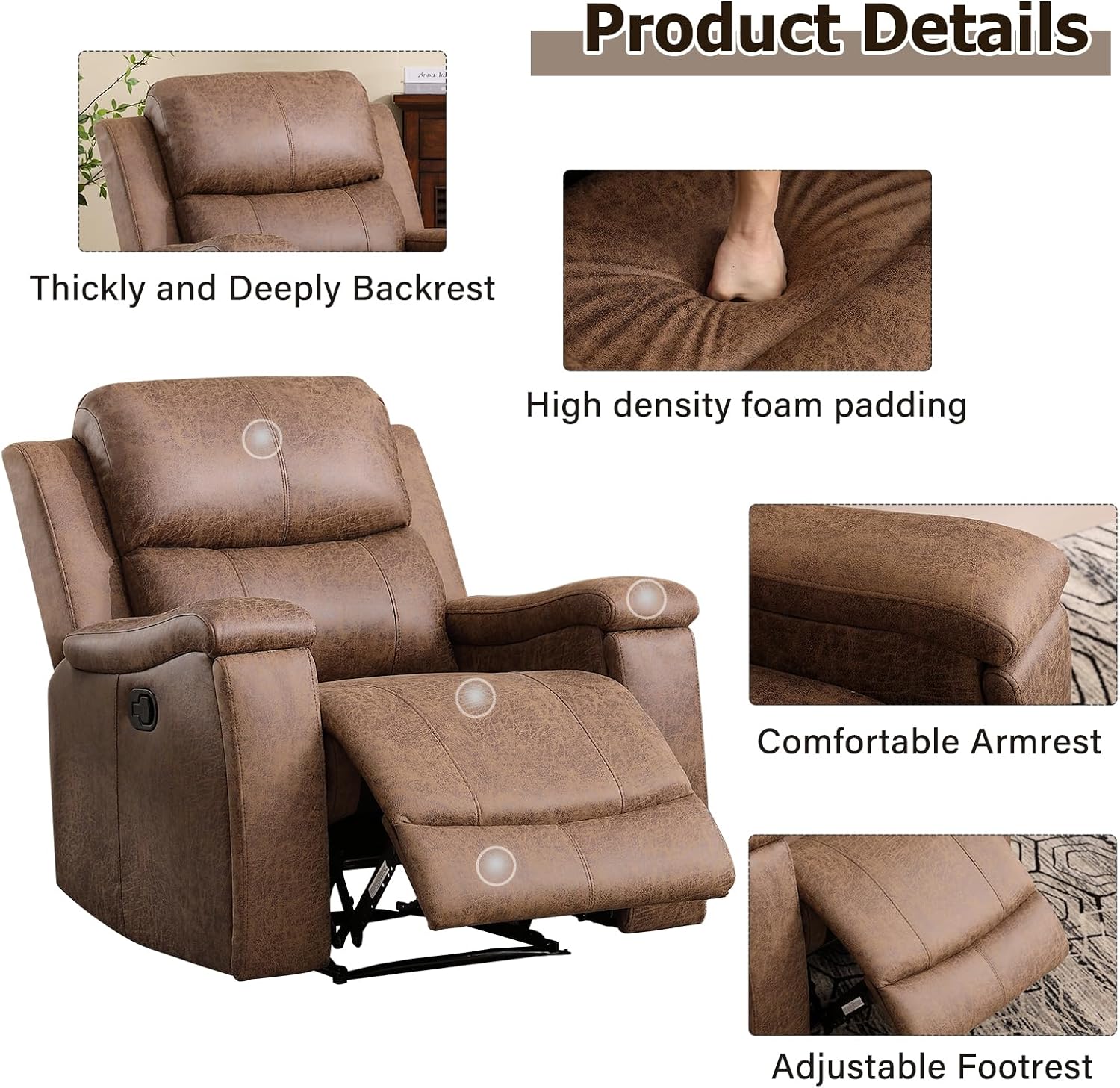 Leather Recliner—Classic Traditional Manual Recliner