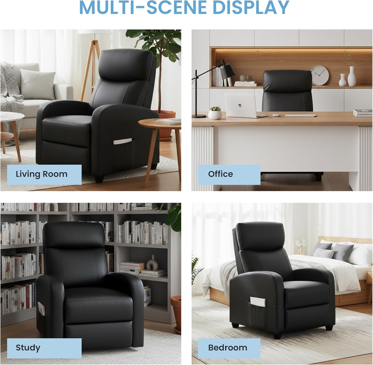 Minimalist Recliner—Adjustable PU Leather Recliner.