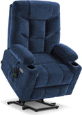 Electric Lift Recliner for Seniors (with Extended Footrest) — (Navy Blue, Large)