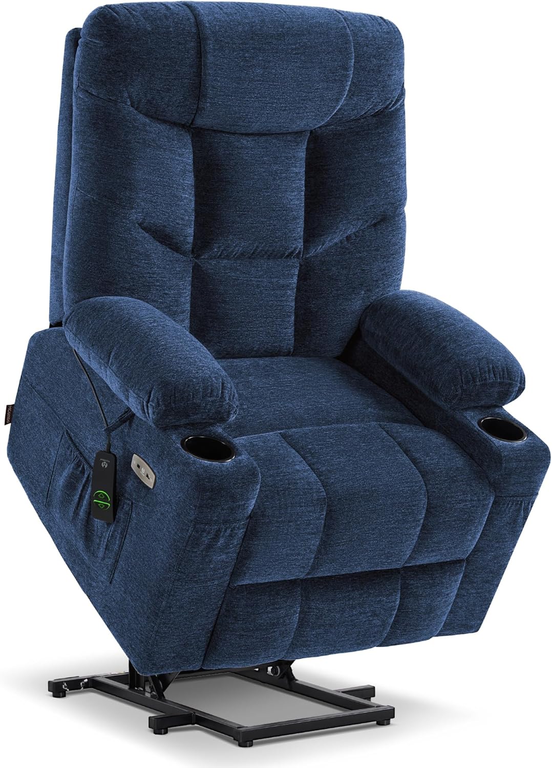 Electric Lift Recliner for Seniors (with Extended Footrest) — (Navy Blue, Large)