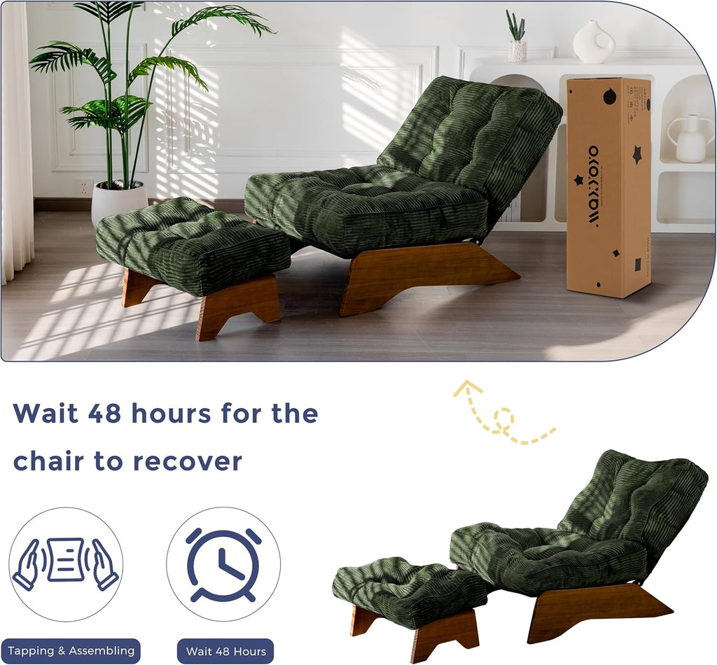 Lounge chair with ottoman (adjustable backrest).
