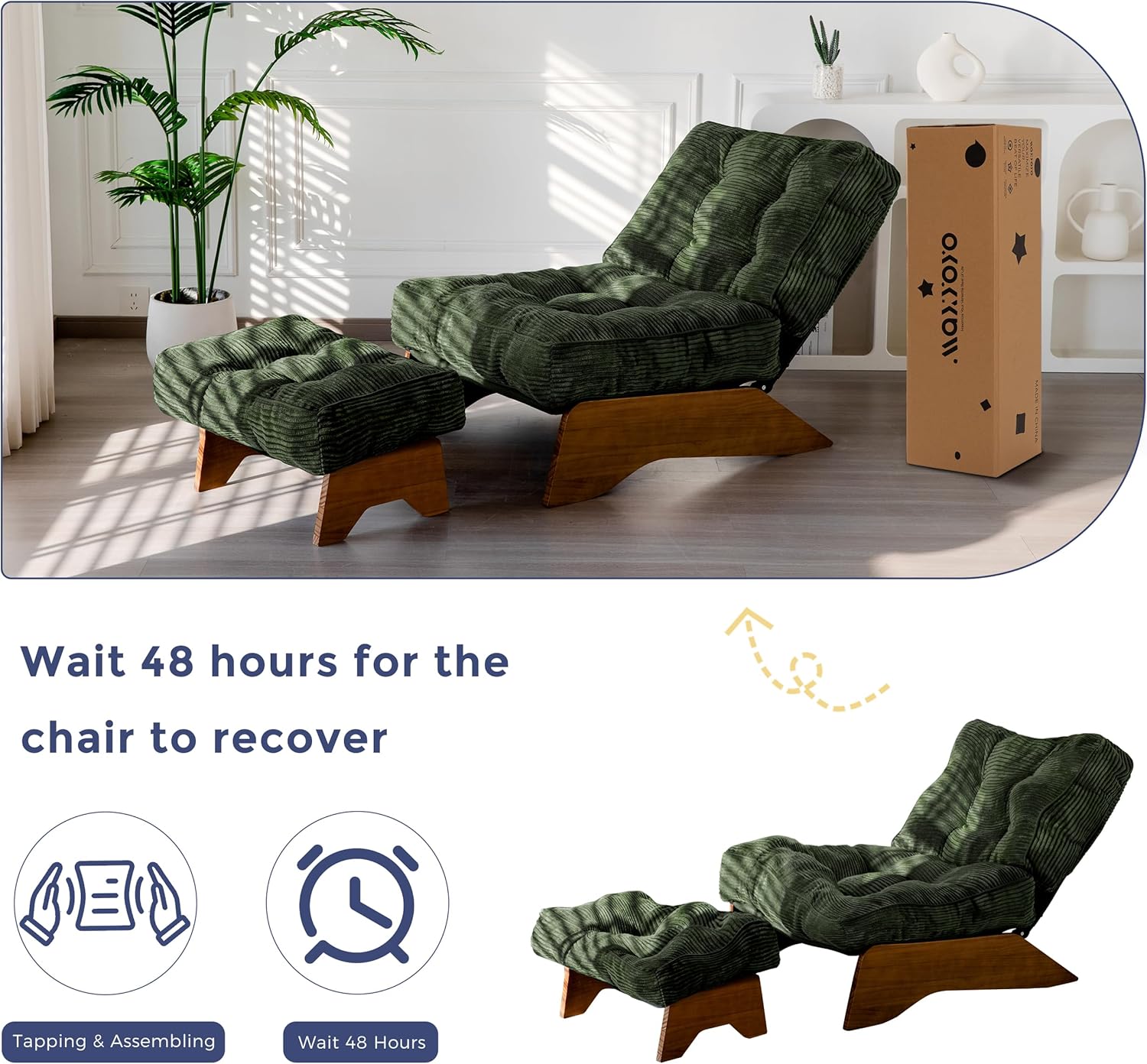 Lounge chair with ottoman (adjustable backrest).