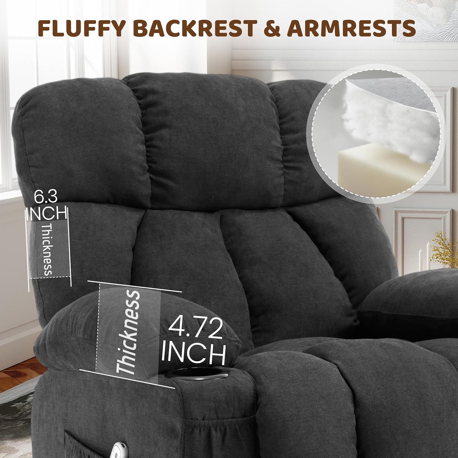 Massage Rocking Recliner—An ergonomic reclining sofa featuring vibration massage and heating functions.