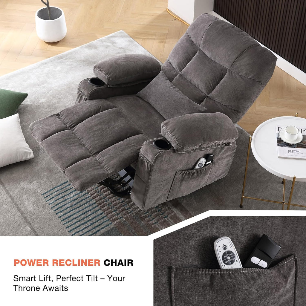 Electric lift recliner for the elderly, featuring vibration massage and lumbar heating functions.