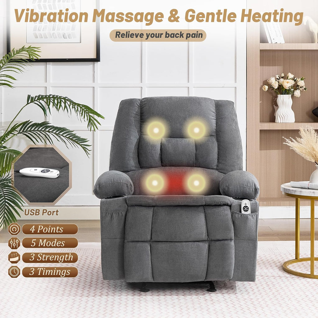 Rocking Recliner with Massage and Heating Functions—Suitable for the Living Room or Nursery