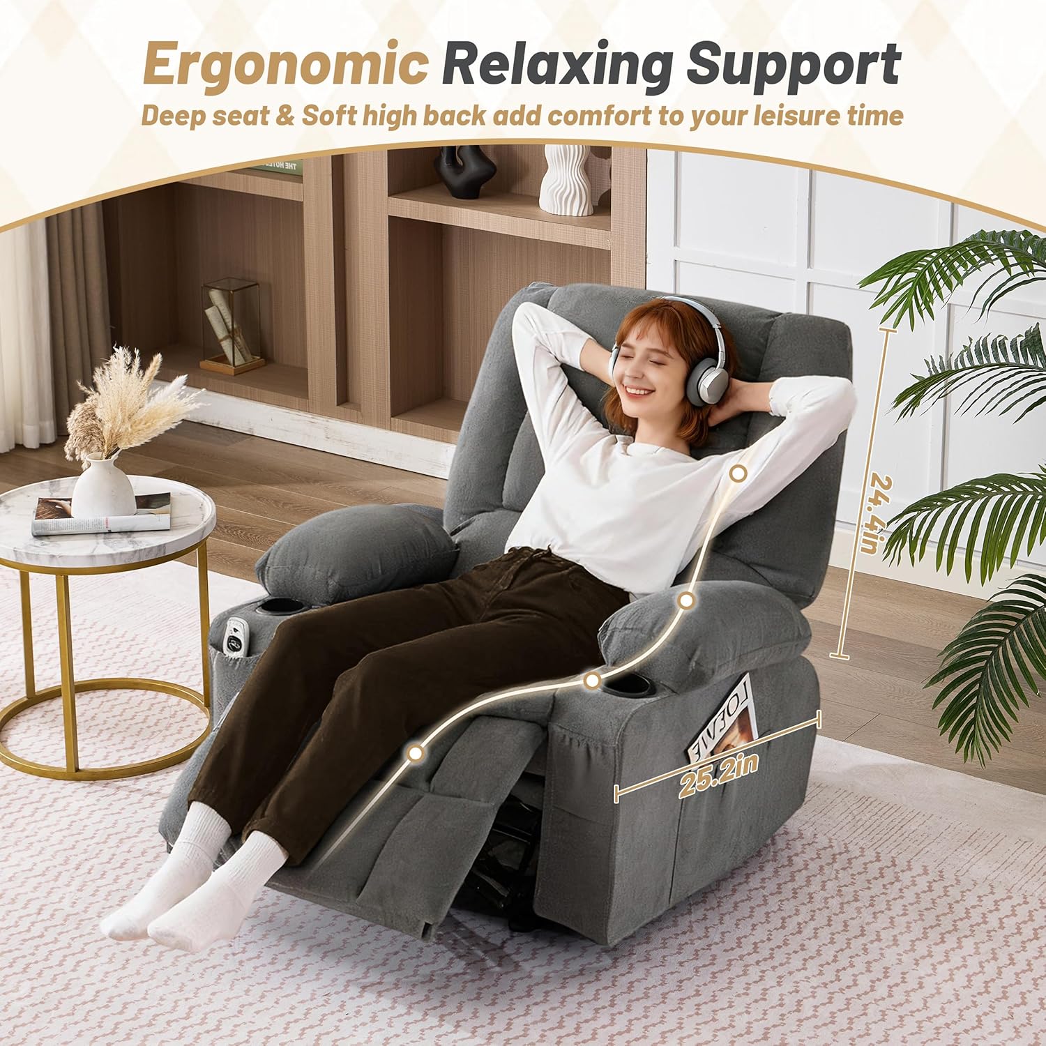 Rocking Recliner with Massage and Heating Functions—Suitable for the Living Room or Nursery