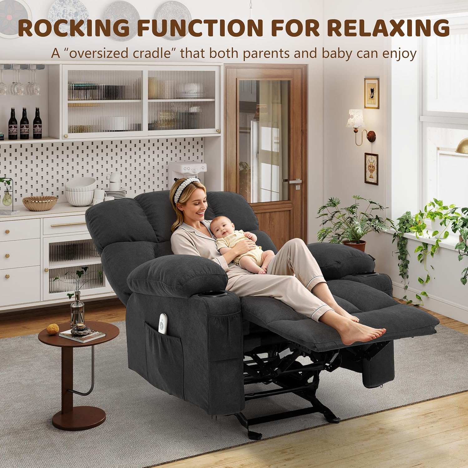 Massage Rocking Recliner—An ergonomic reclining sofa featuring vibration massage and heating functions.