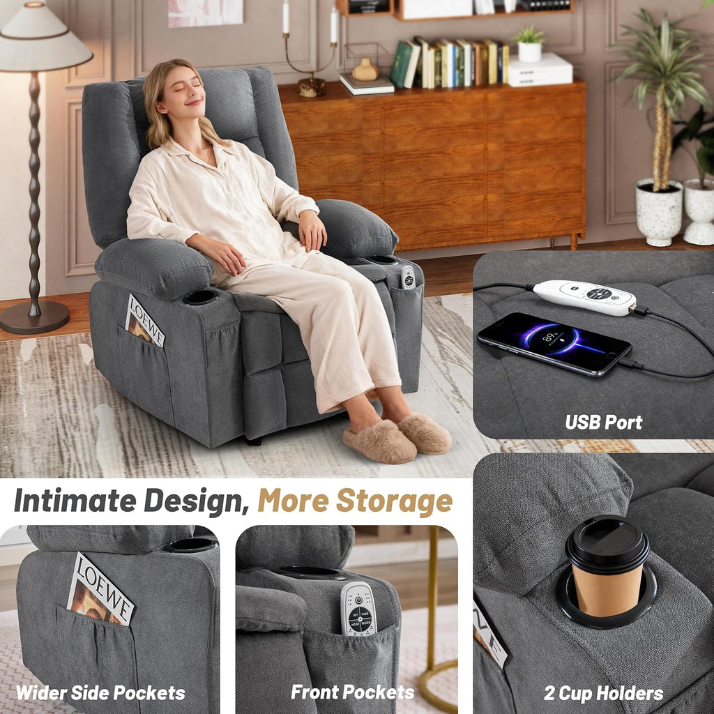 Rocking Recliner with Massage and Heating Functions—Suitable for the Living Room or Nursery