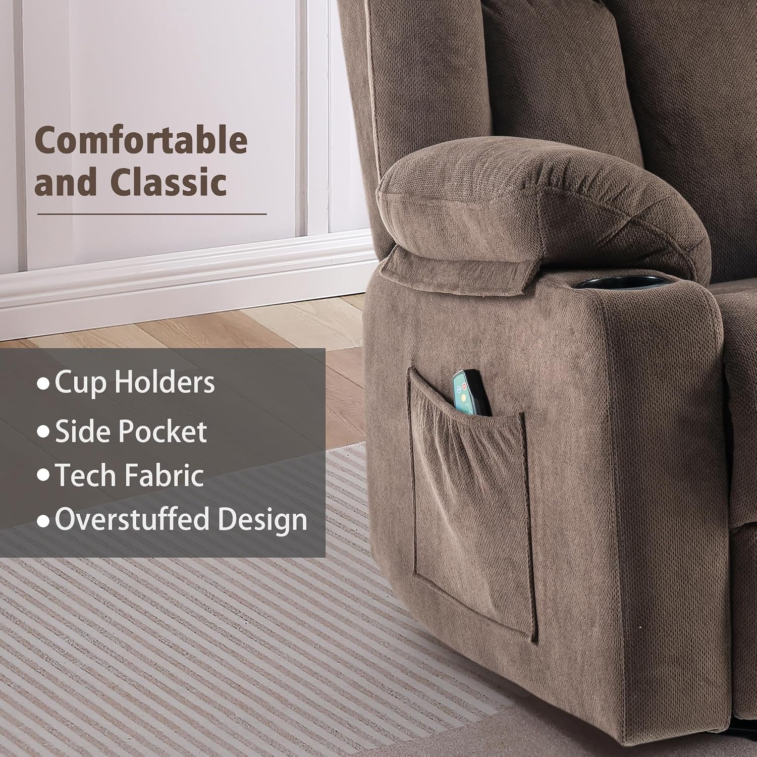 Swivel Rocking Recliner for Adults – With Massage and Heating Functions
