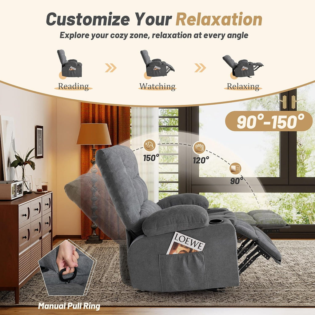 Rocking Recliner with Massage and Heating Functions—Suitable for the Living Room or Nursery