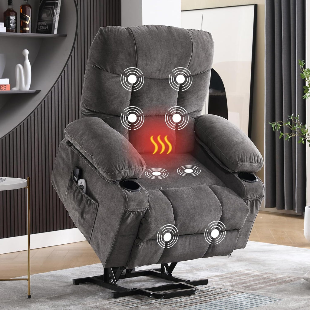 Electric lift recliner for the elderly, featuring vibration massage and lumbar heating functions.