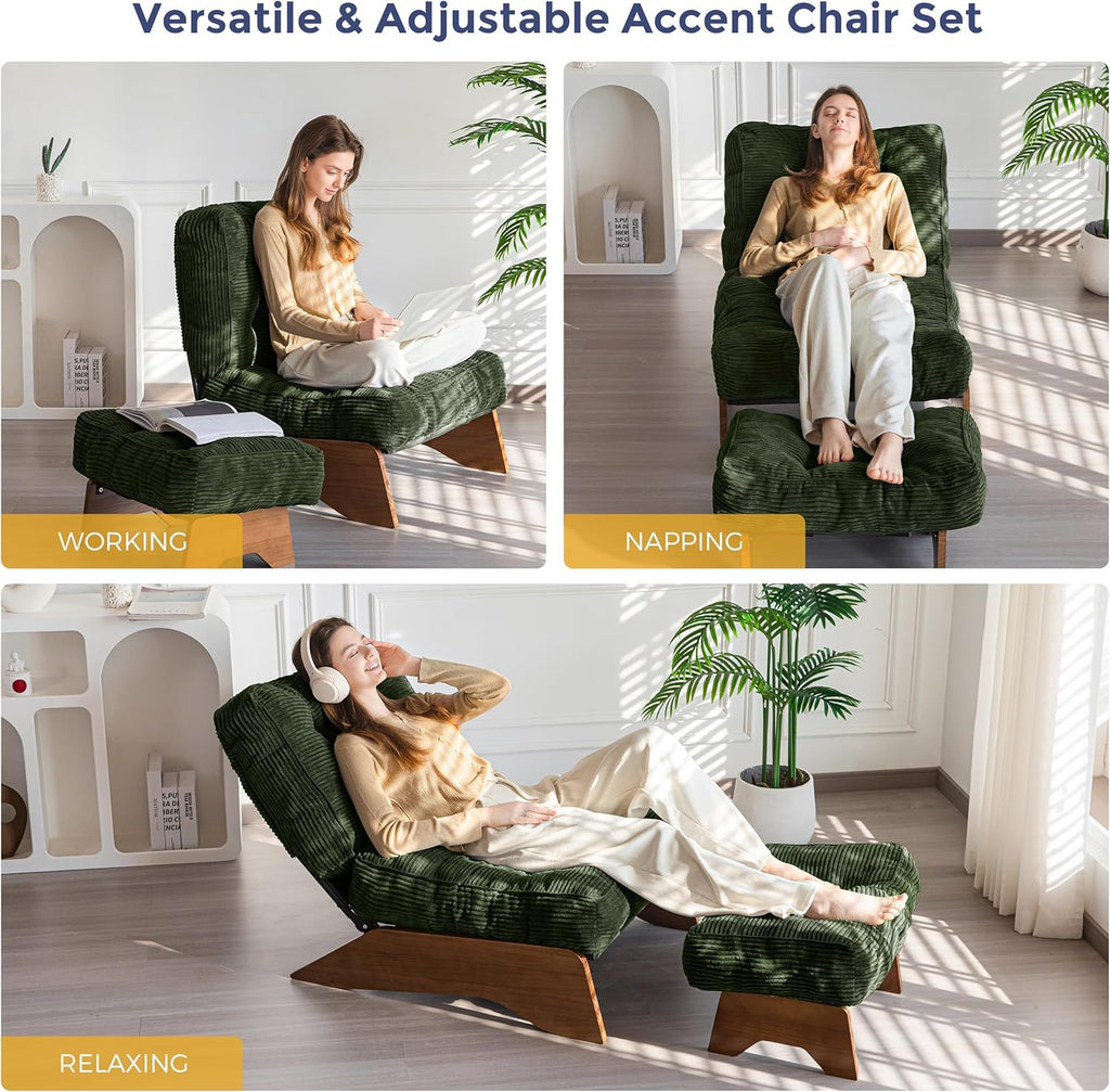 Lounge chair with ottoman (adjustable backrest).