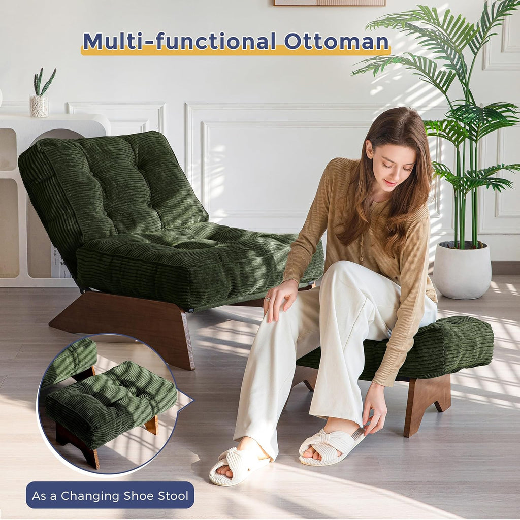 Lounge chair with ottoman (adjustable backrest).