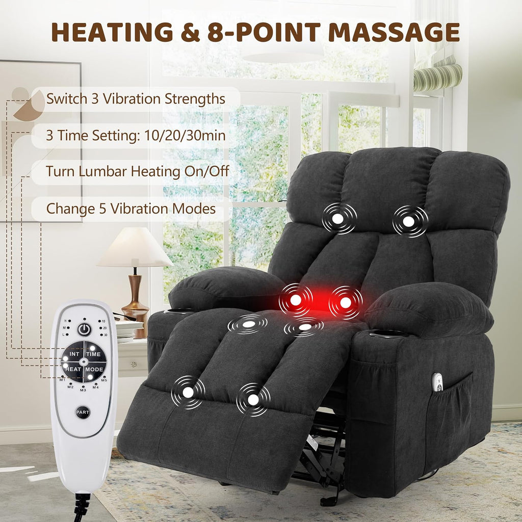 Massage Rocking Recliner—An ergonomic reclining sofa featuring vibration massage and heating functions.