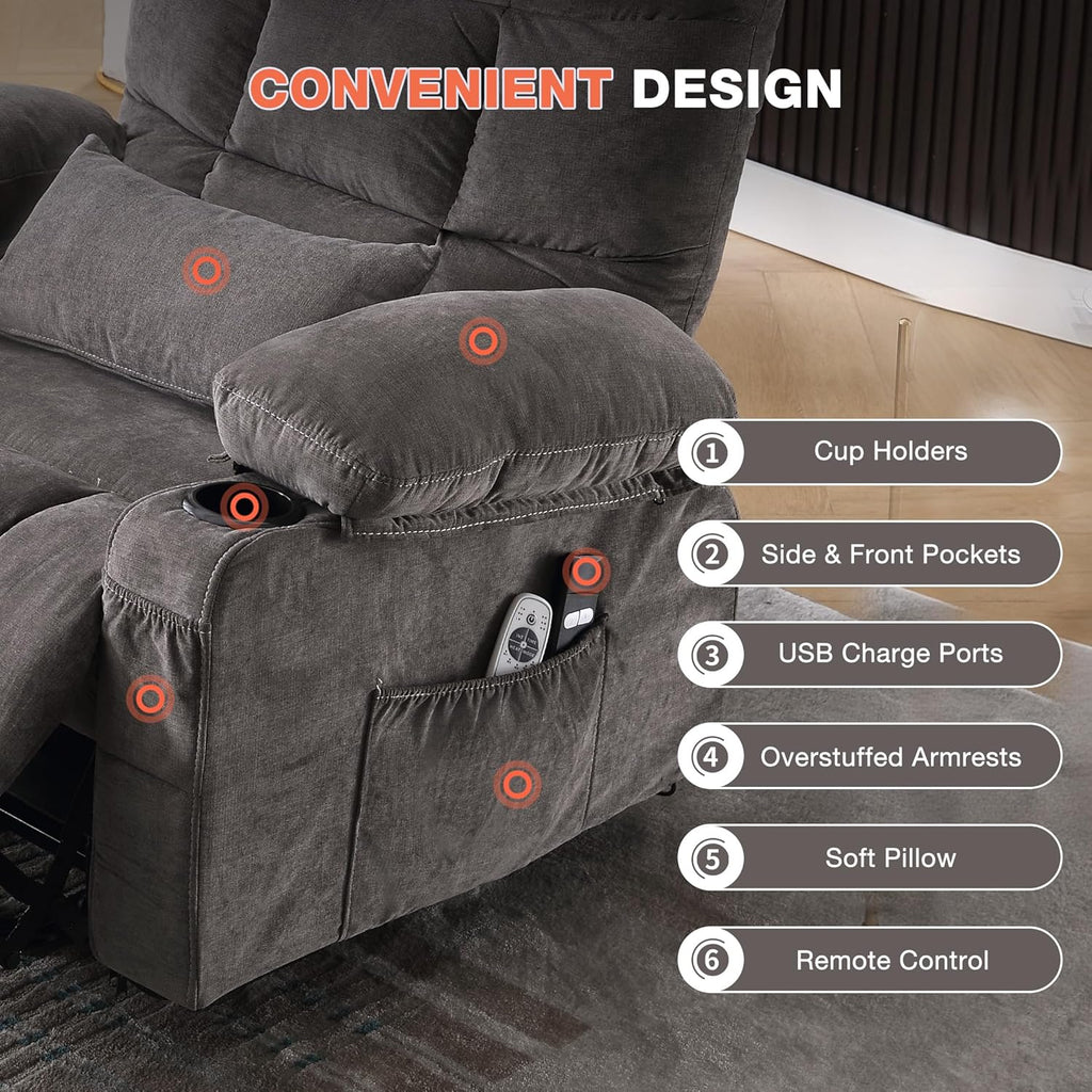 Electric lift recliner for the elderly, featuring vibration massage and lumbar heating functions.