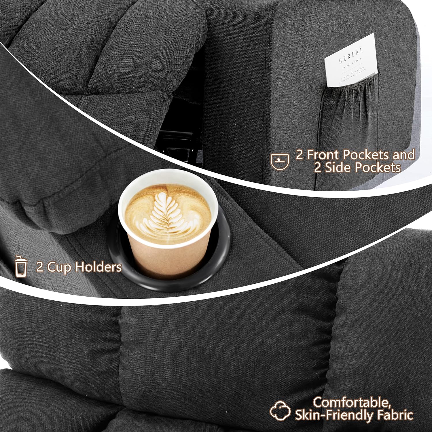 Massage Rocking Recliner—An ergonomic reclining sofa featuring vibration massage and heating functions.